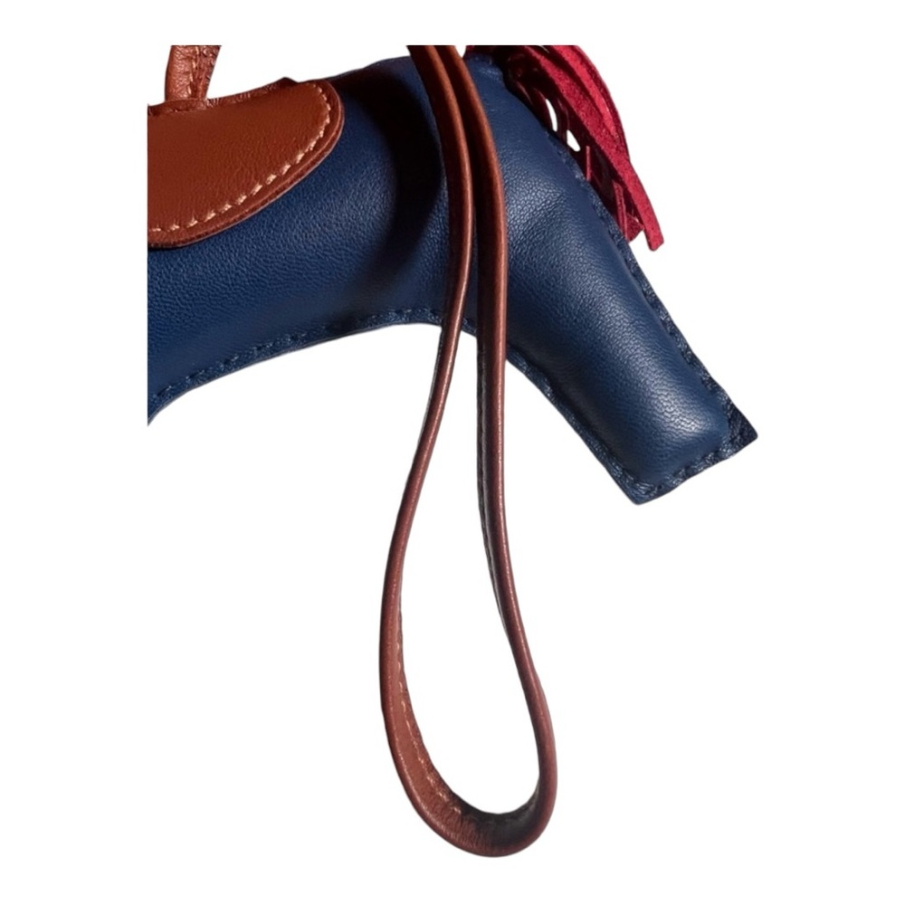 ⚡️SOLD⚡️ Hermès Authentic Rodeo GM (Large) Bleu de Malte/Rubis/Fauve Bag Charm - Picture 7 of 10